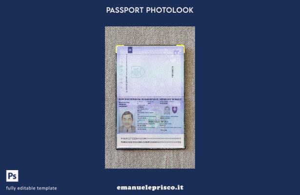 modello di aspetto fotografico del passaporto slovacco in stile verificato